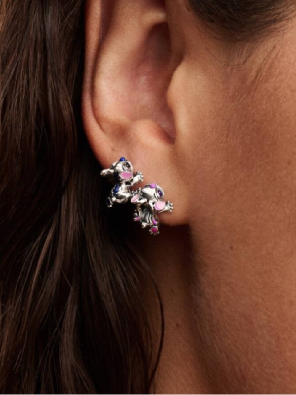 Authentic Pandora X Disney Stitch & Angel Stud Earrings New! - Picture 2 of 6
